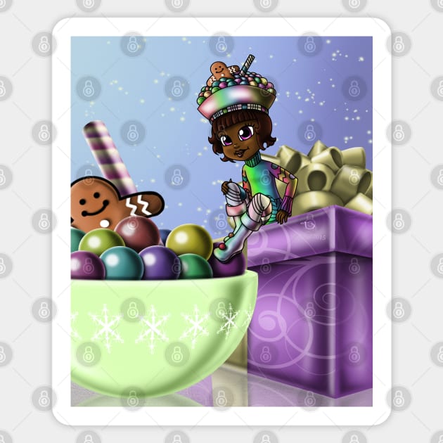 African American Girl and Christmas Sticker by treasured-gift